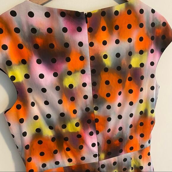 Lela Rose Red Pink Yellow Polka Dot Sheath Mini Dress 12 - Picture 11 of 16